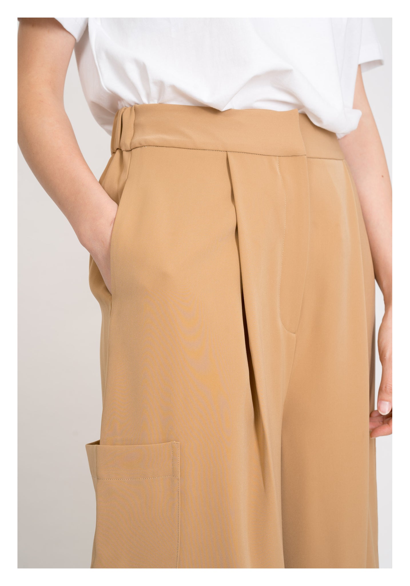 Drape Wide Leg Pants Beige - whoami