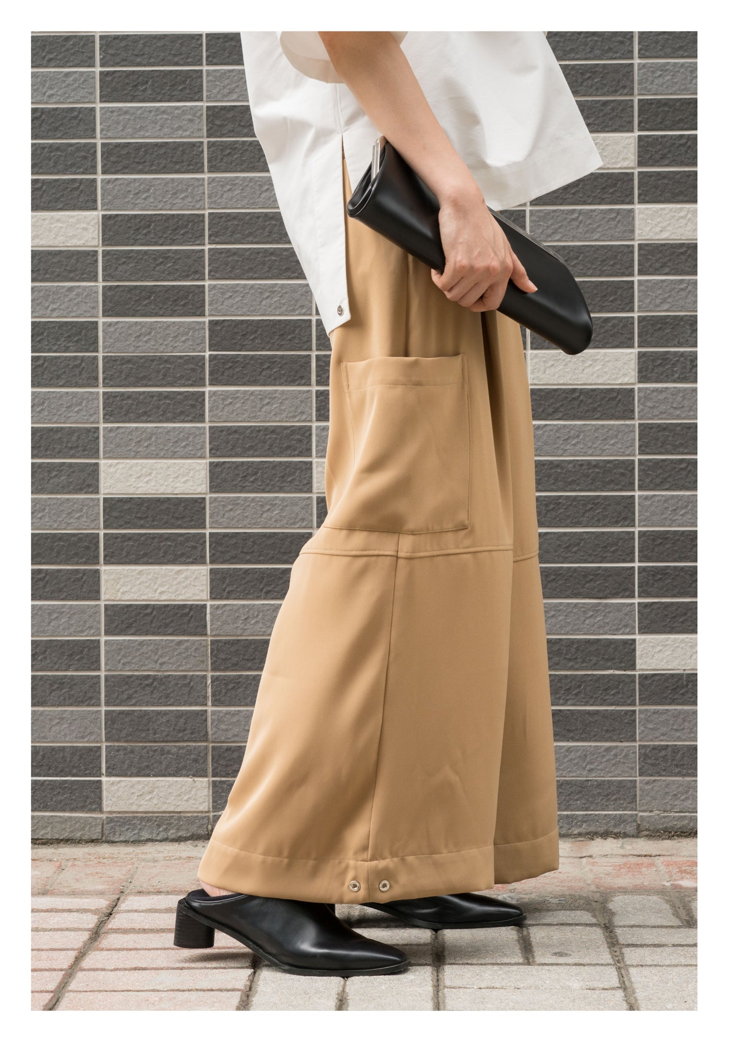 Drape Wide Leg Pants Beige - whoami