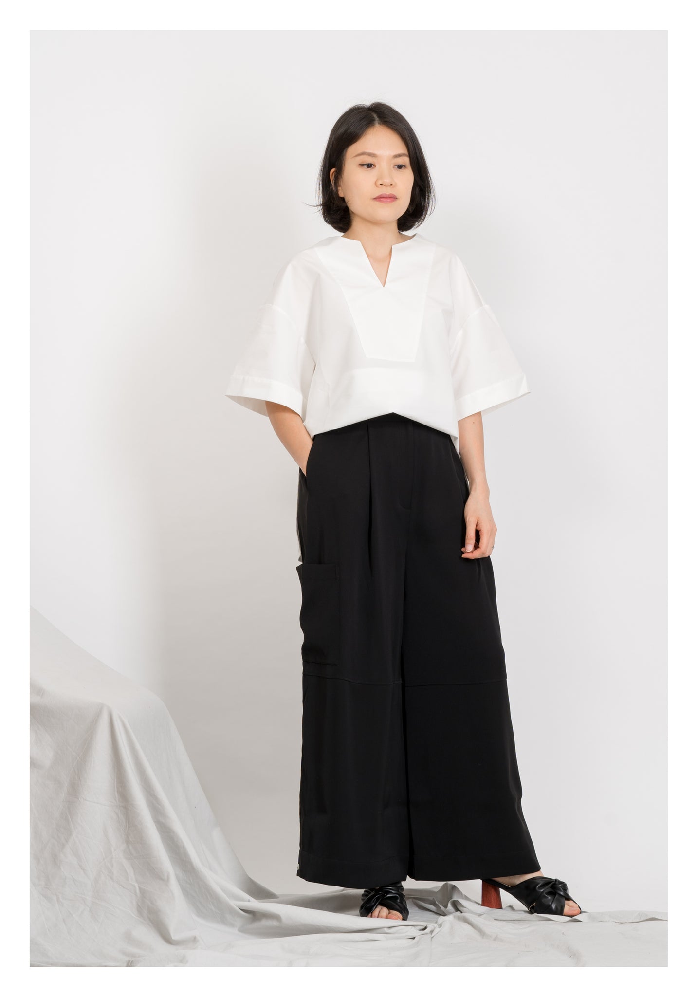 Drape Wide Leg Pants Black - whoami