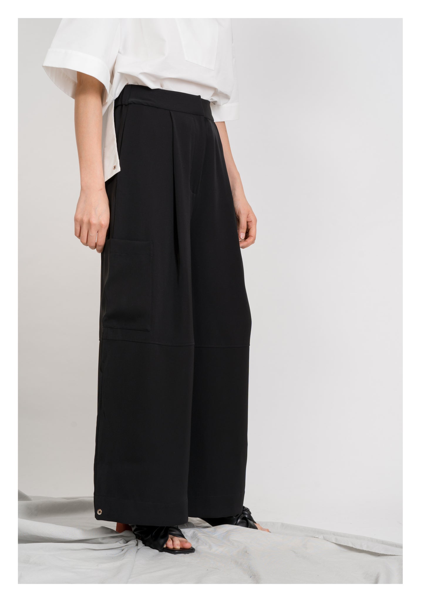 Drape Wide Leg Pants Black - whoami