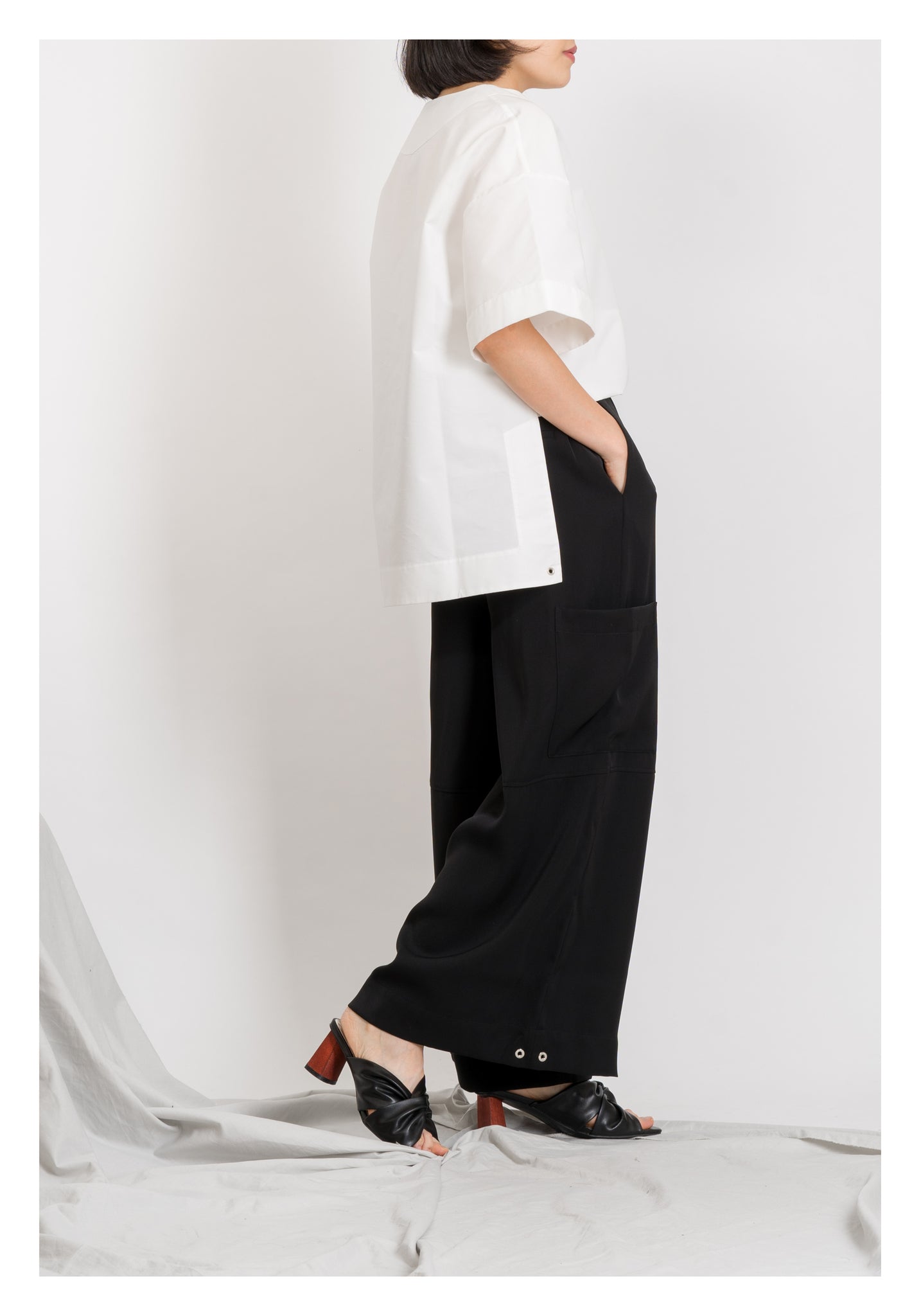 Drape Wide Leg Pants Black - whoami