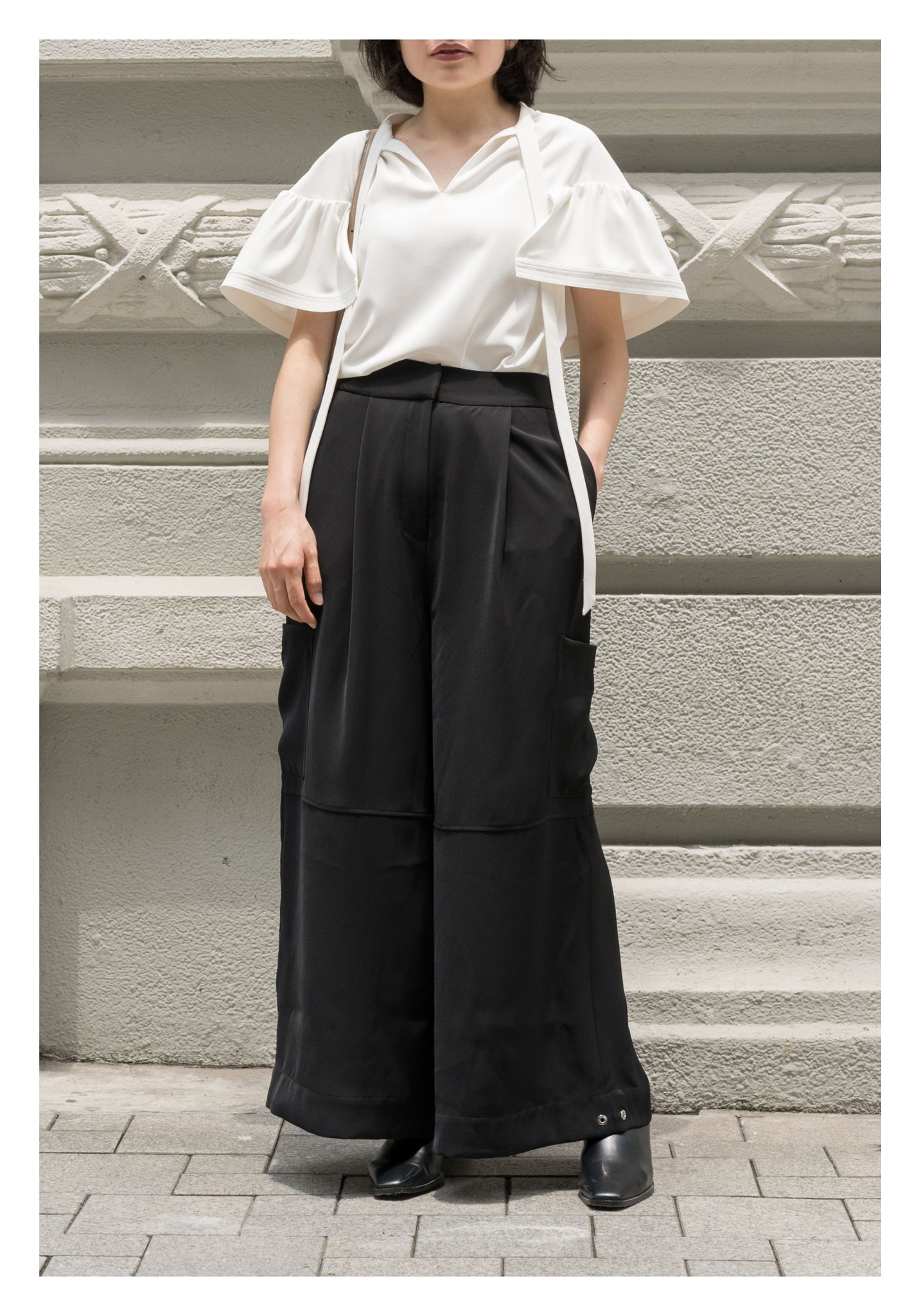 Drape Wide Leg Pants Black - whoami
