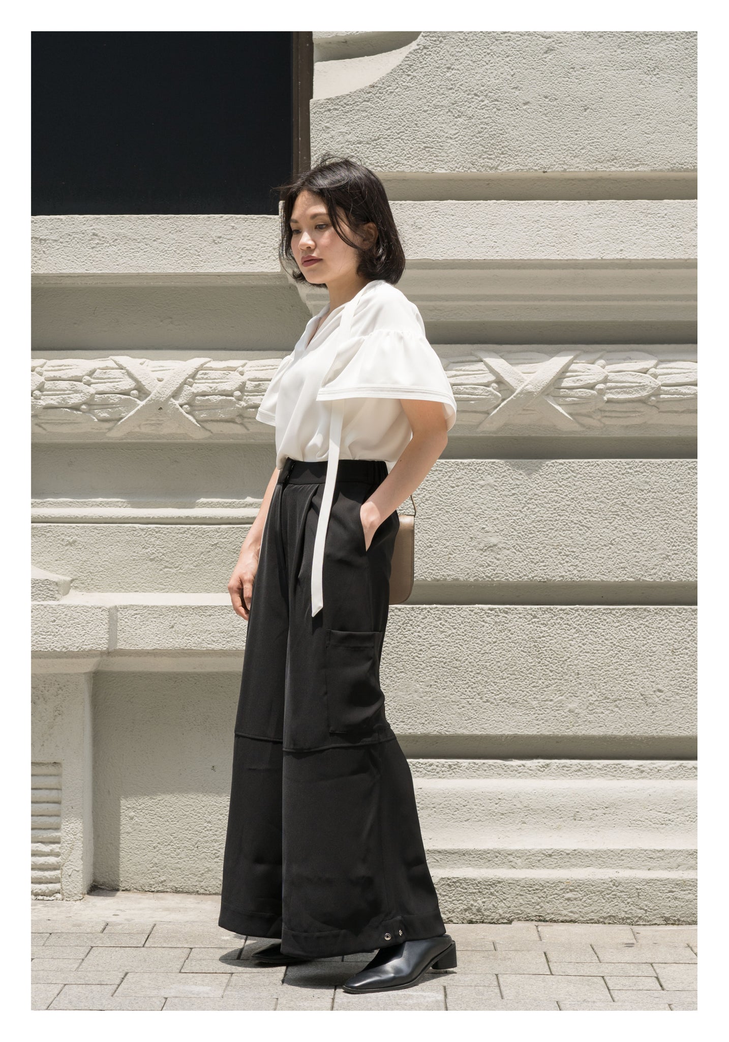 Drape Wide Leg Pants Black - whoami