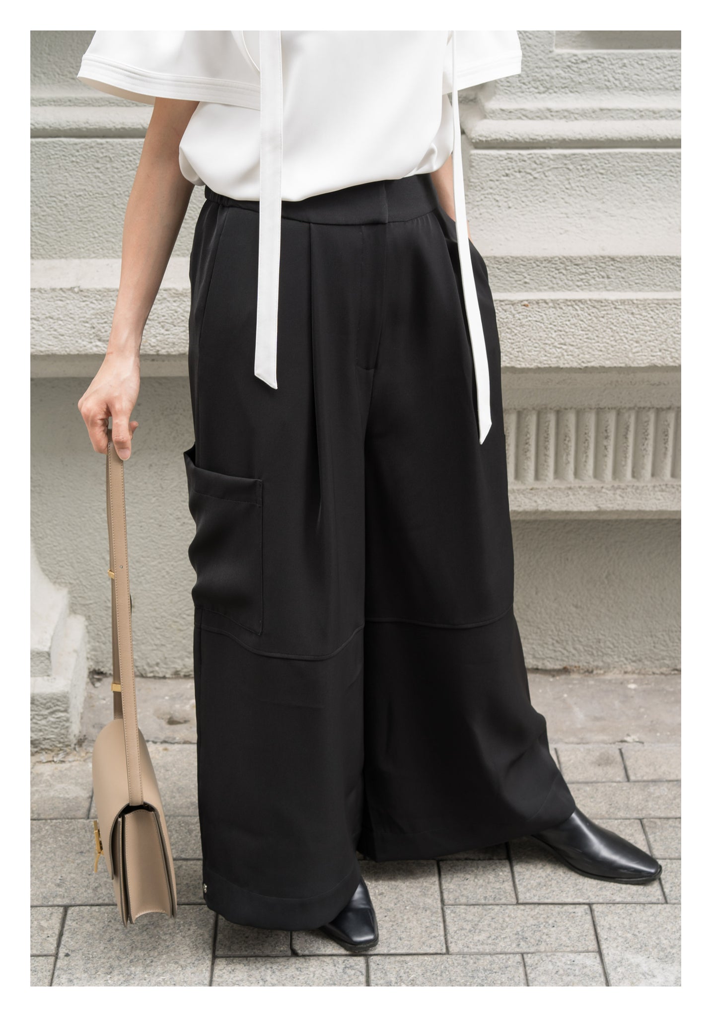 Drape Wide Leg Pants Black - whoami