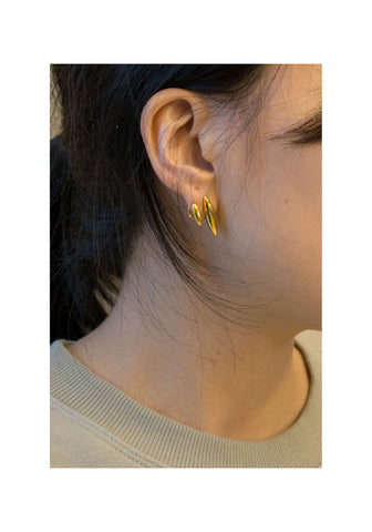 925 Silver Golden Double Almond Earrings - whoami