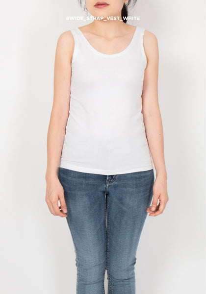 Wide Strap Vest White - whoami