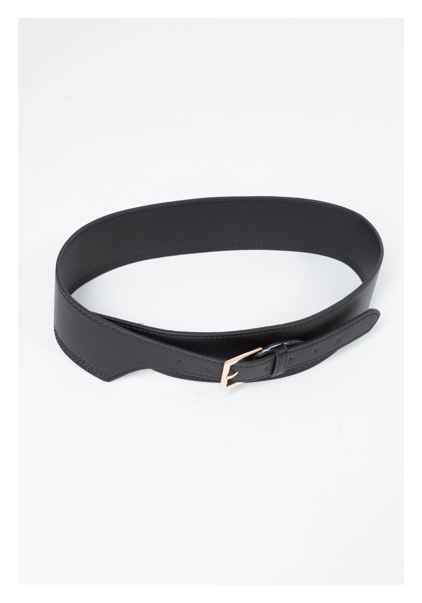 Thick Stitched Buckle Belt Black