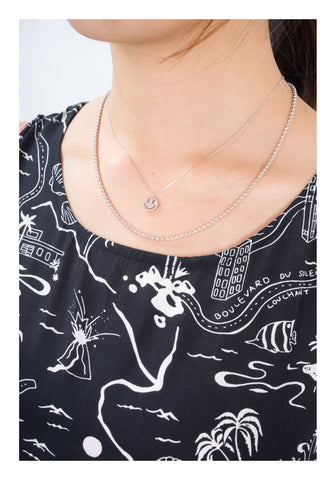 925 Silver Sparkle Smiley Face Necklace - whoami