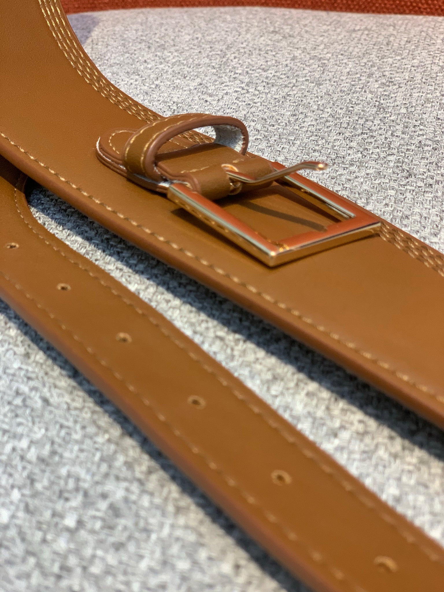 Thick Stitched Buckle Belt Camel