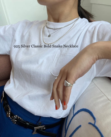 925 Silver Classic Bold Snake Necklace 20"