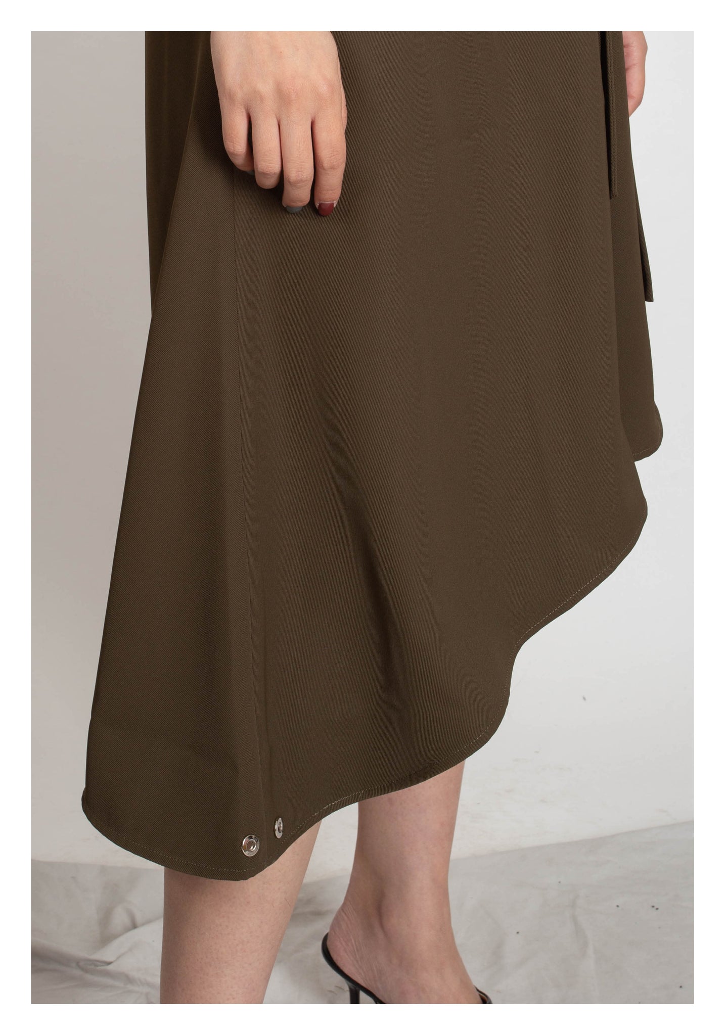 Safari Asymmetrical Hem Dress Military Green - whoami