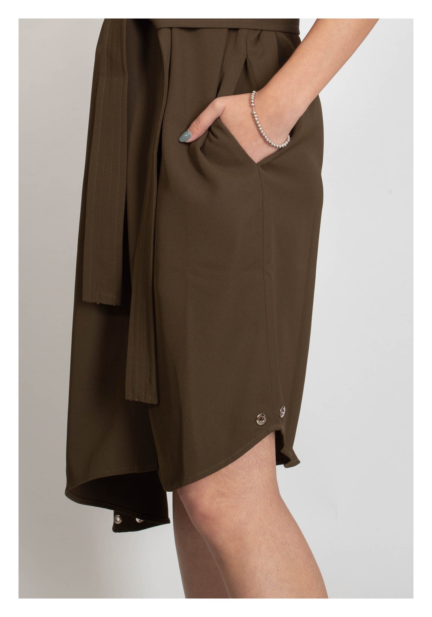 Safari Asymmetrical Hem Dress Military Green - whoami