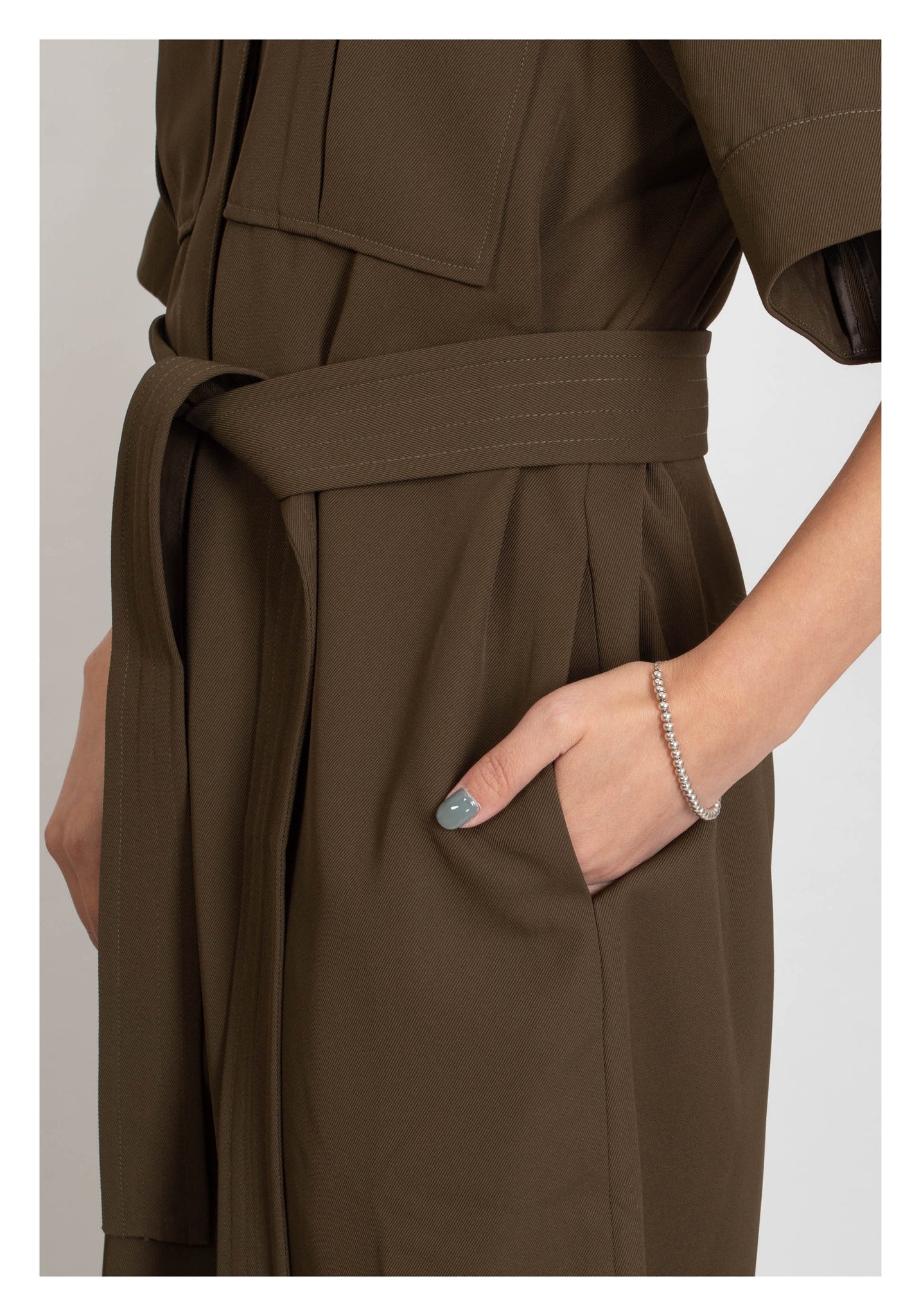 Safari Asymmetrical Hem Dress Military Green - whoami