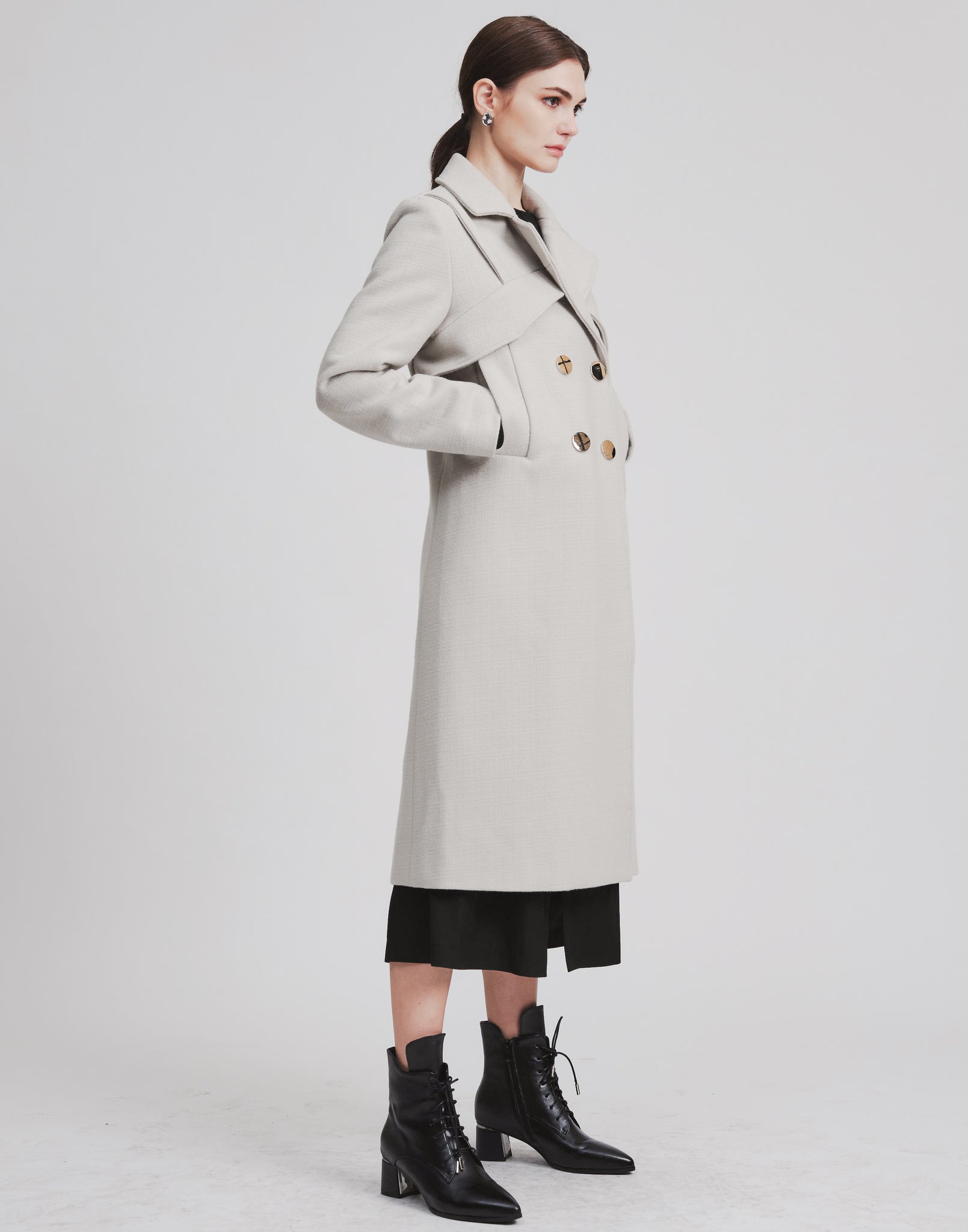 Snapped Wool Double Breasted Coat - whoami