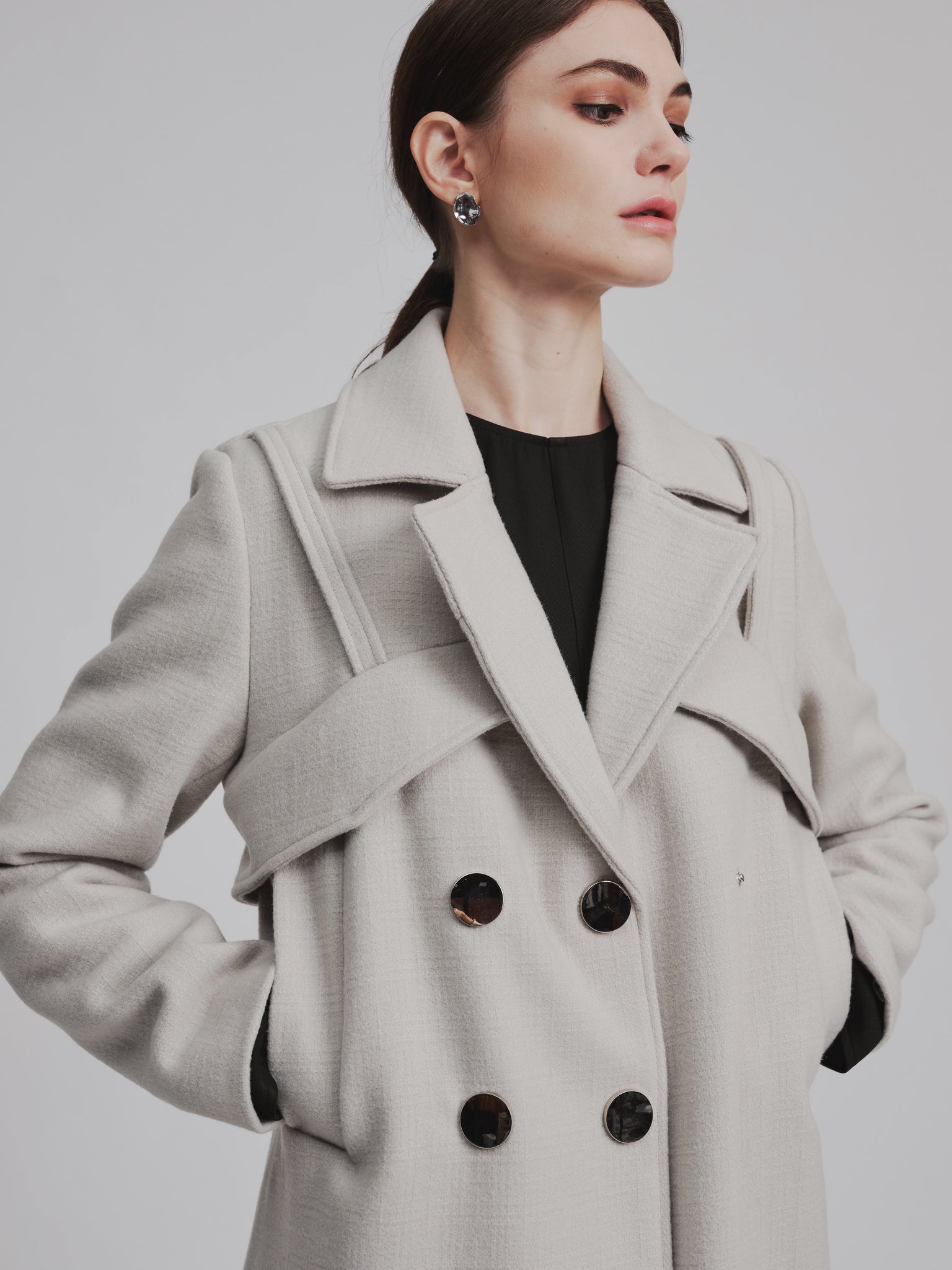 Snapped Wool Double Breasted Coat - whoami