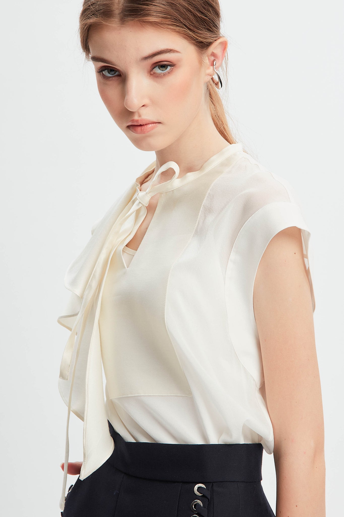 Asymmetric Silk Vest White