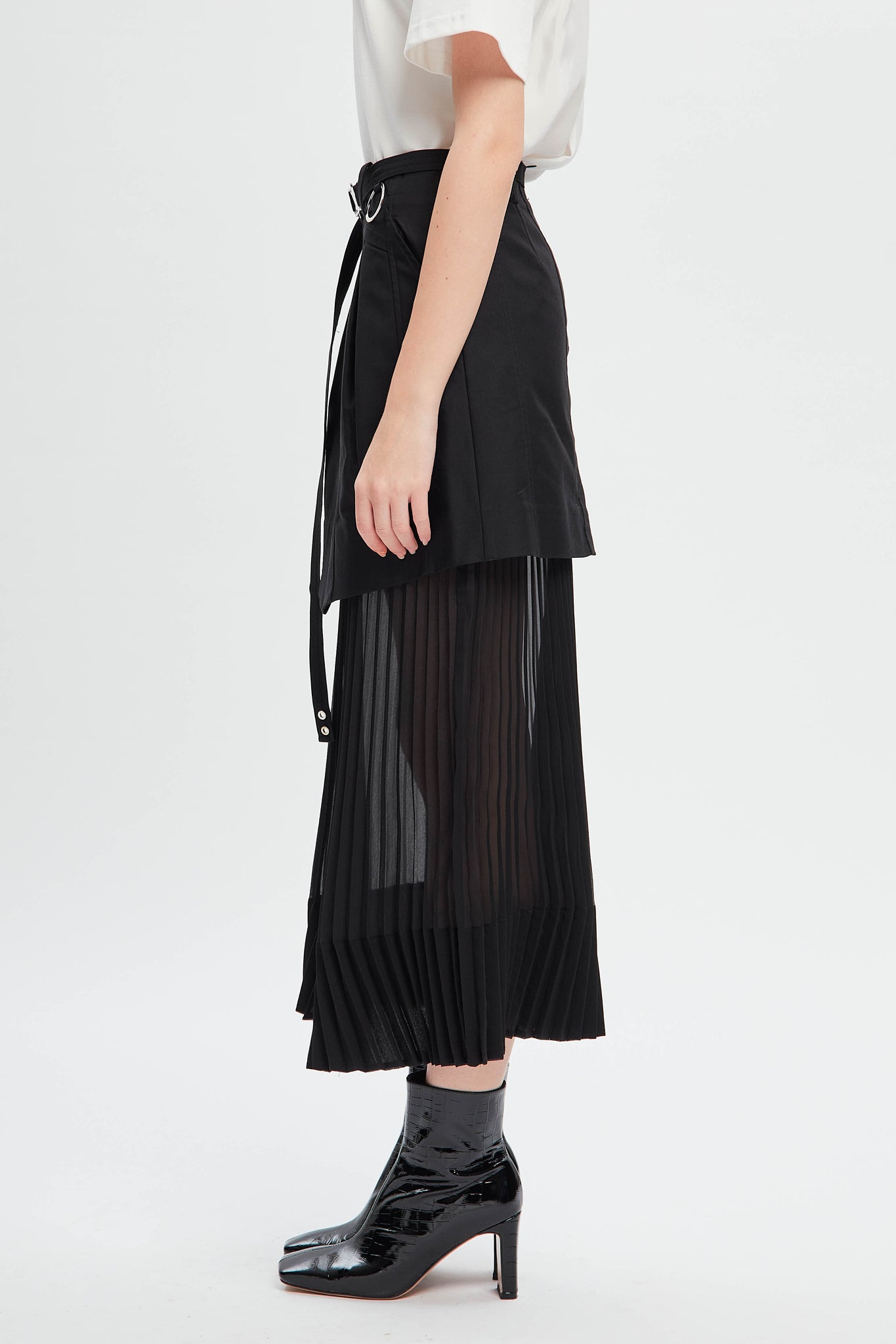 Breathing Pleating Skirt Black