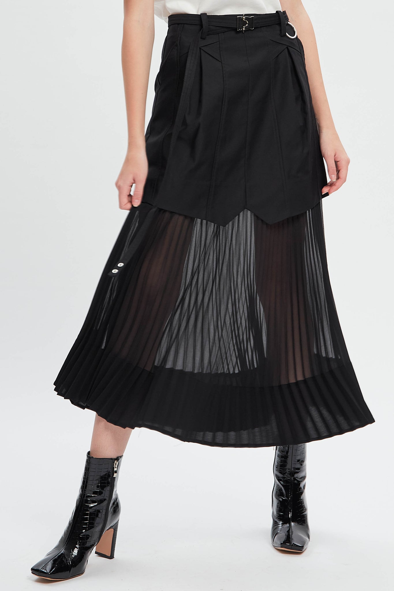 Breathing Pleating Skirt Black