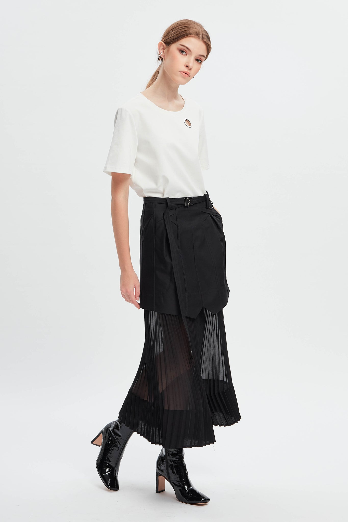 Breathing Pleating Skirt Black