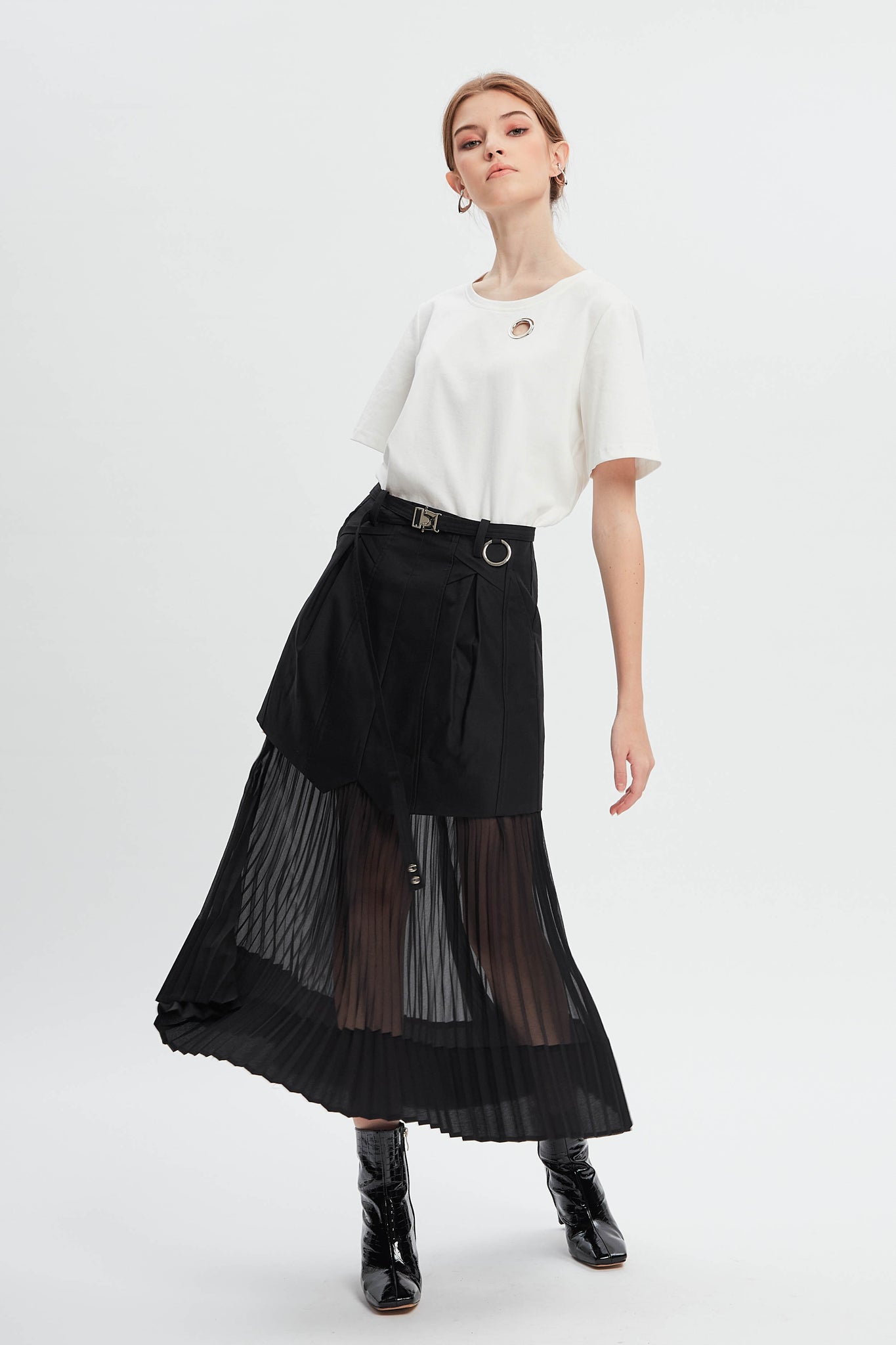 Breathing Pleating Skirt Black