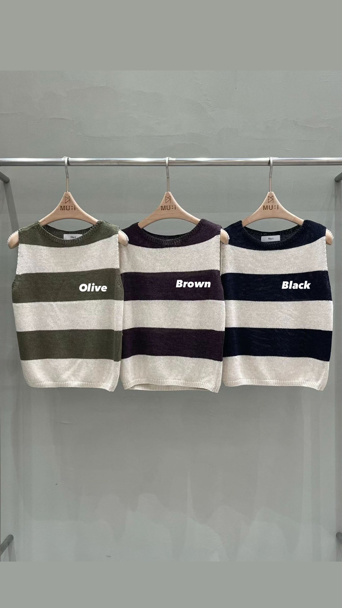 French Style Thick Stripe Knit Vest (30Apr-2May $398, 之後批發價$468）