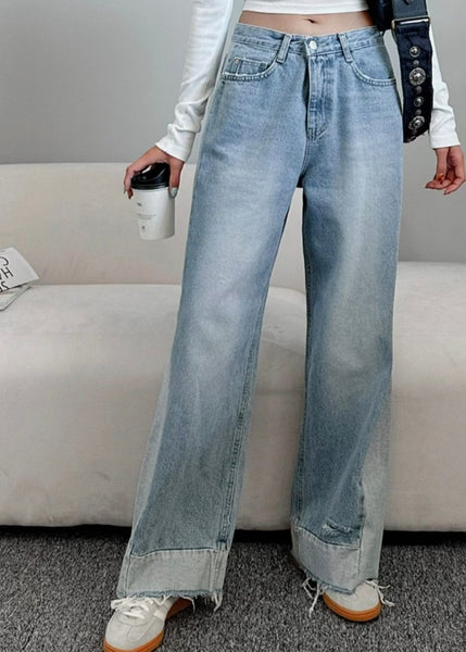 Two Tone Colour Wide Leg Jeans