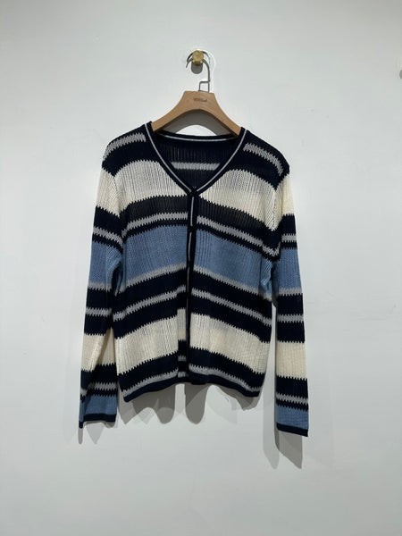 Blue Tone Stripe Cardigan