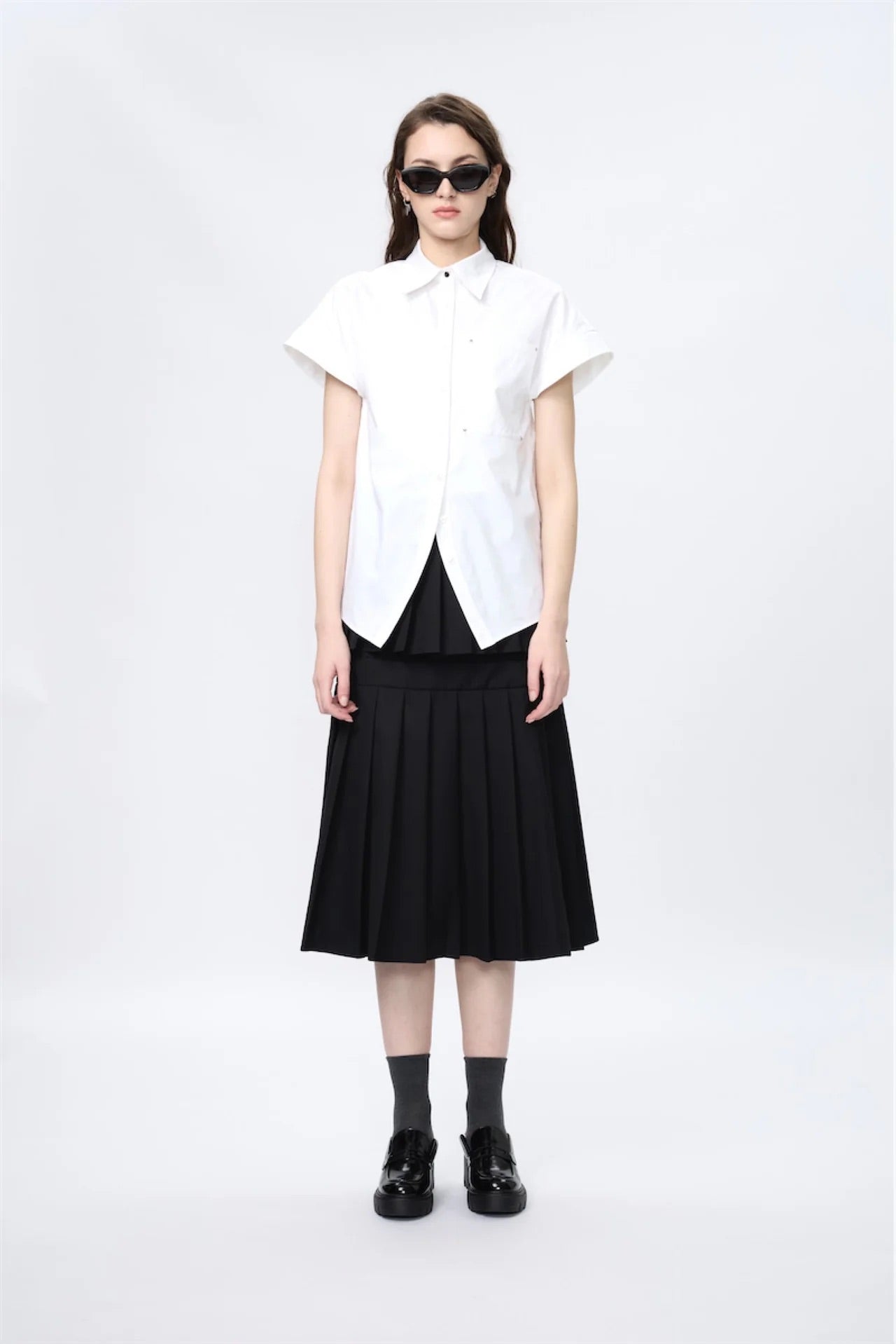 Stud V-Hemline Sleeveless Shirt
