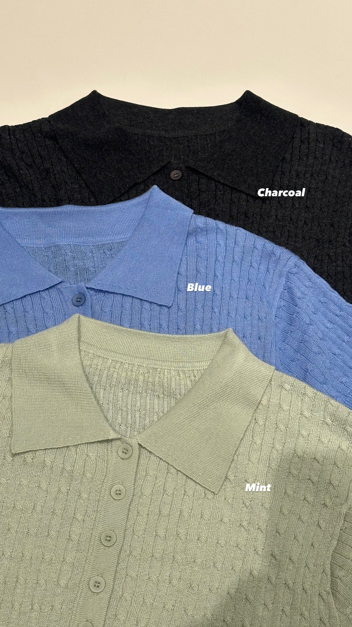Cable Knit Polo Knit Top  (16-18Apr $298, 之後批發價$368）
