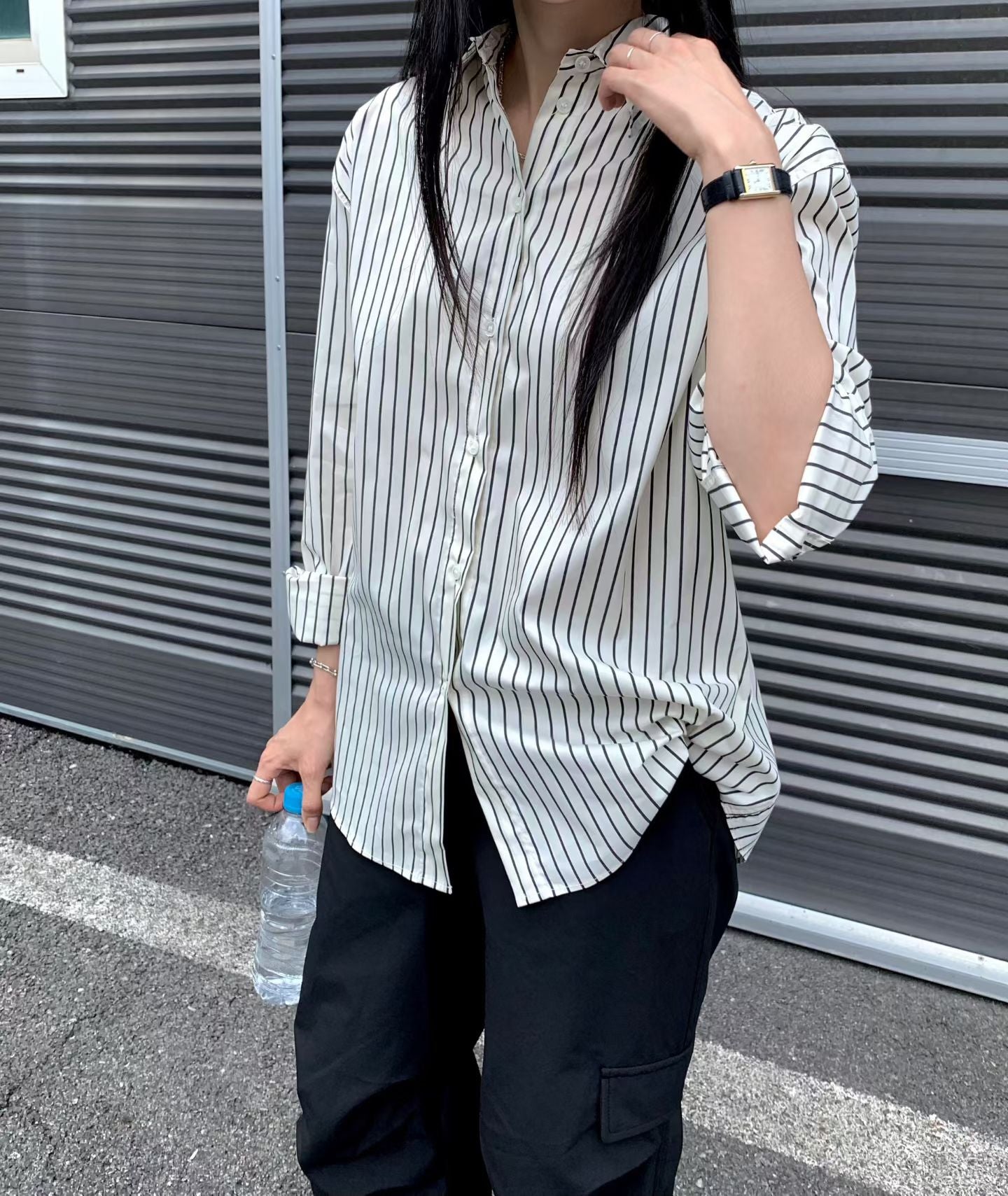 Side Button Twist Stripe Shirt (9-11Sep超抵價$468, 之後批發價$498)