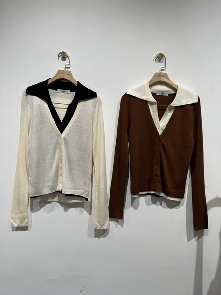 Two Tone Collar Cardigan