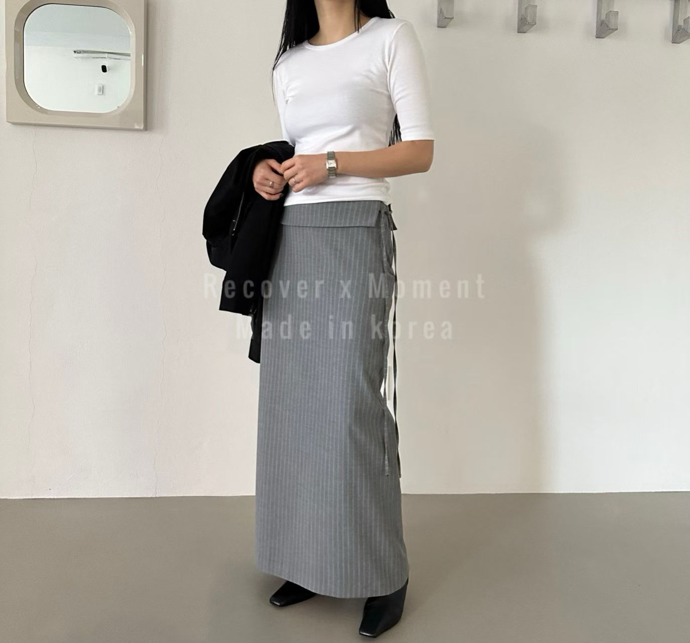 Stripe Long Slim Skirt