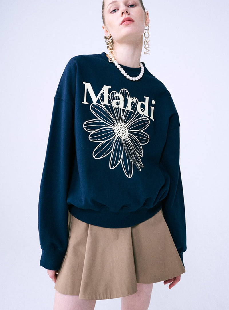 SWEATSHIRT FLOWERMARDI NAVY CREAM