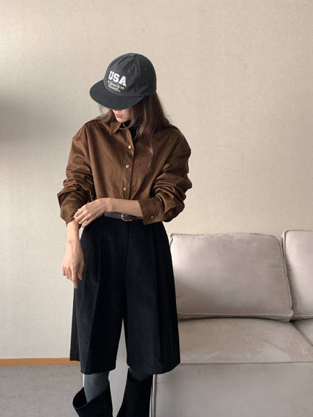 Cropped Suede Shirt