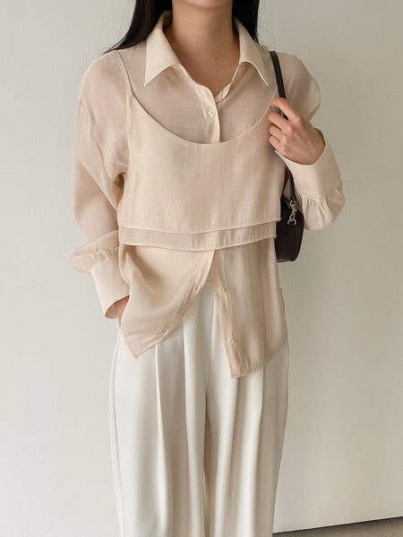 Two Piece See Through Shirt Set