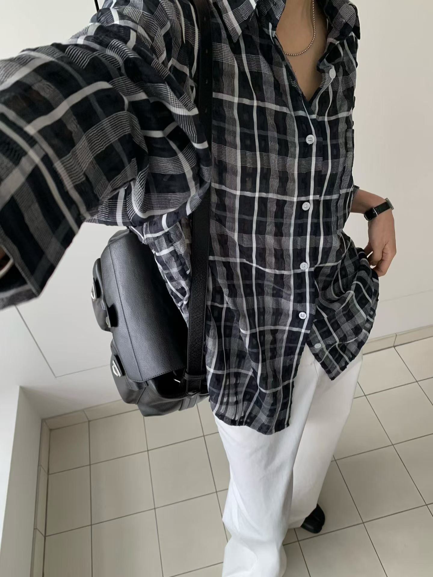 See Through Checker Shirt (29Apr-1May $448, 之後批發價$498）
