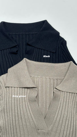 Open Collar Knit Top