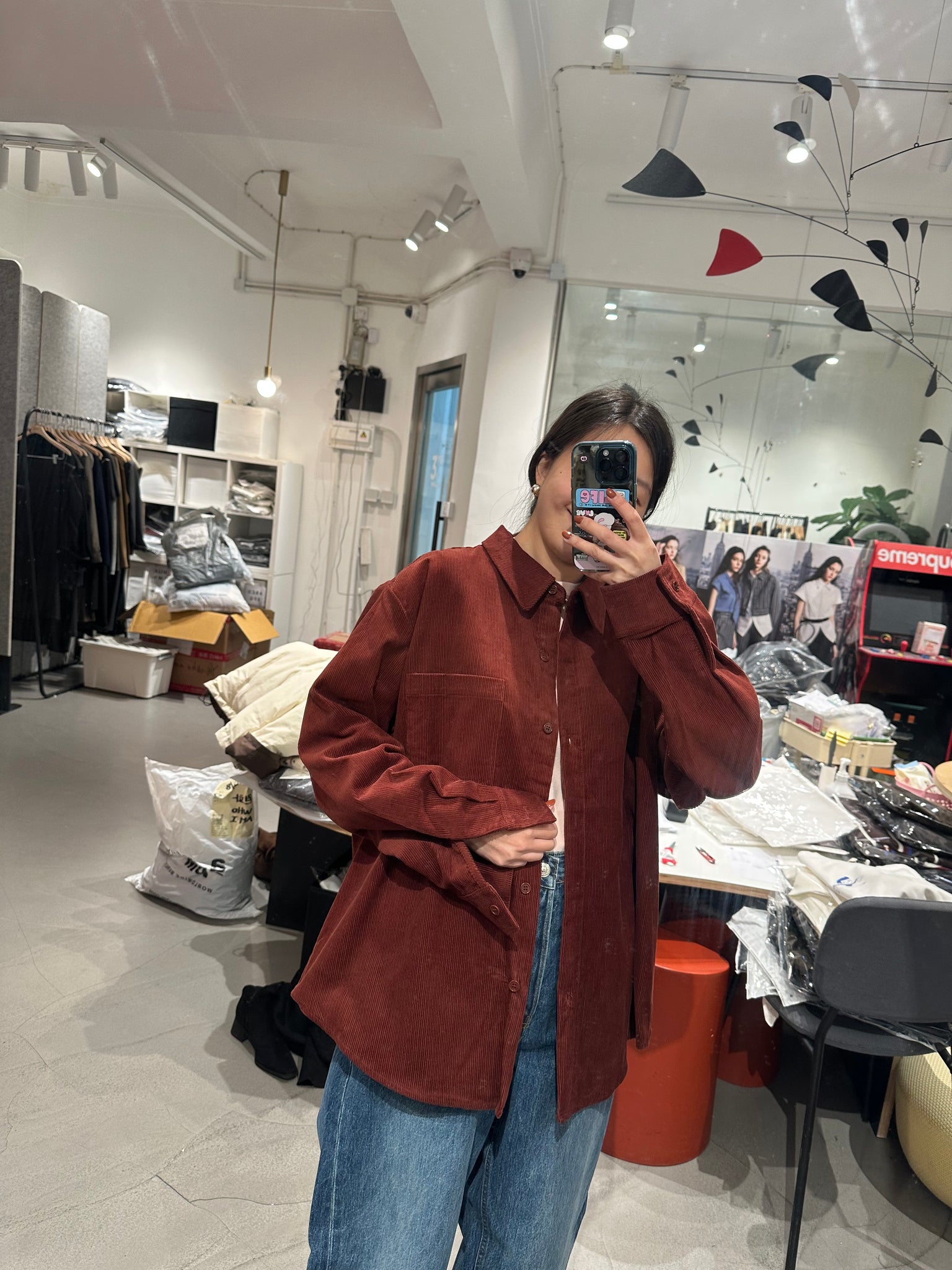 Corduroy Shirt Dark Red