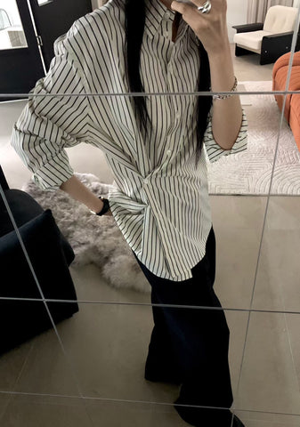 Side Button Twist Stripe Shirt (9-11Sep超抵價$468, 之後批發價$498)