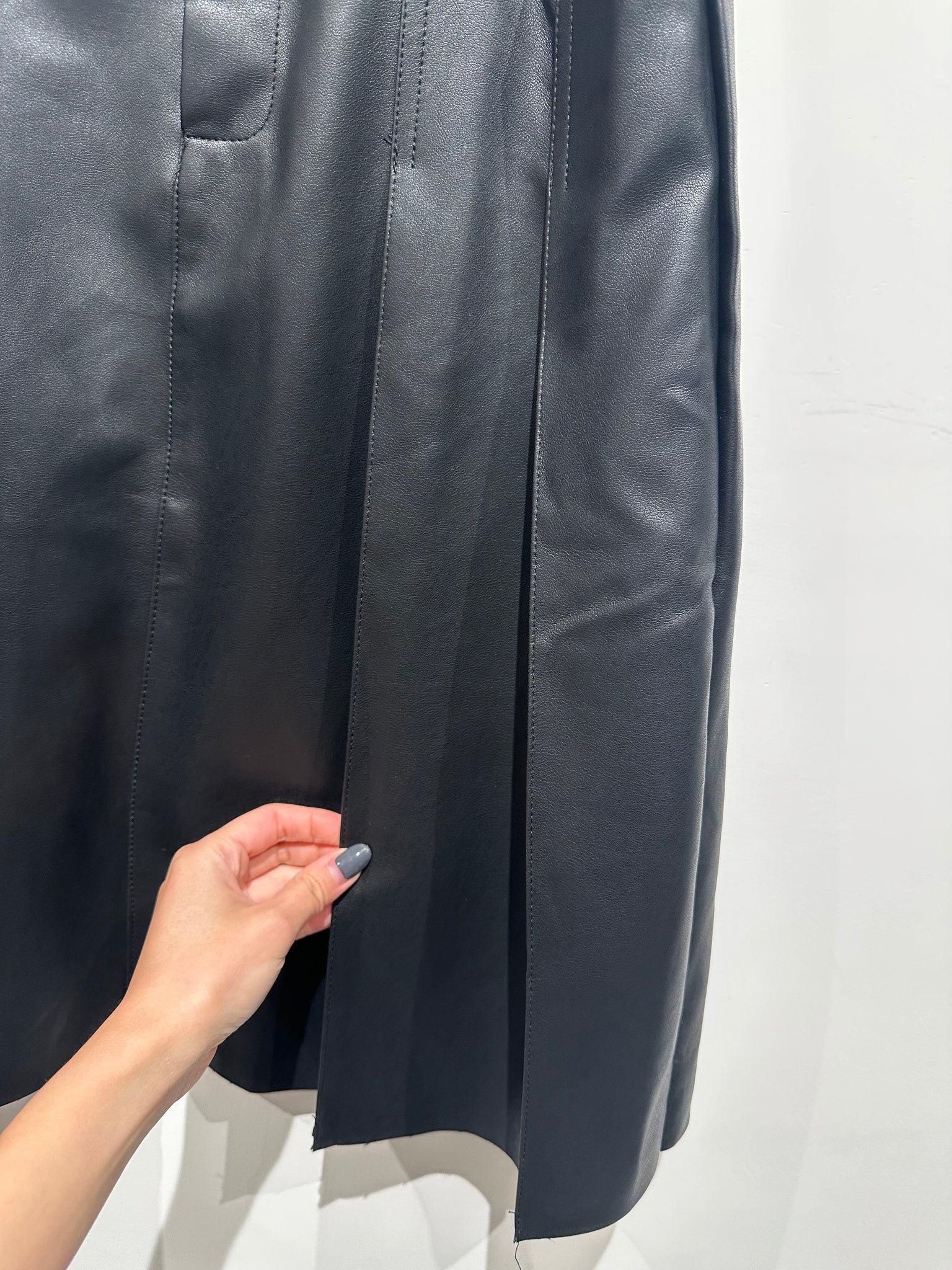 Faux Leather Fold Skirt