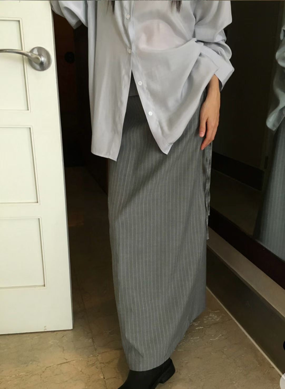 Stripe Long Slim Skirt