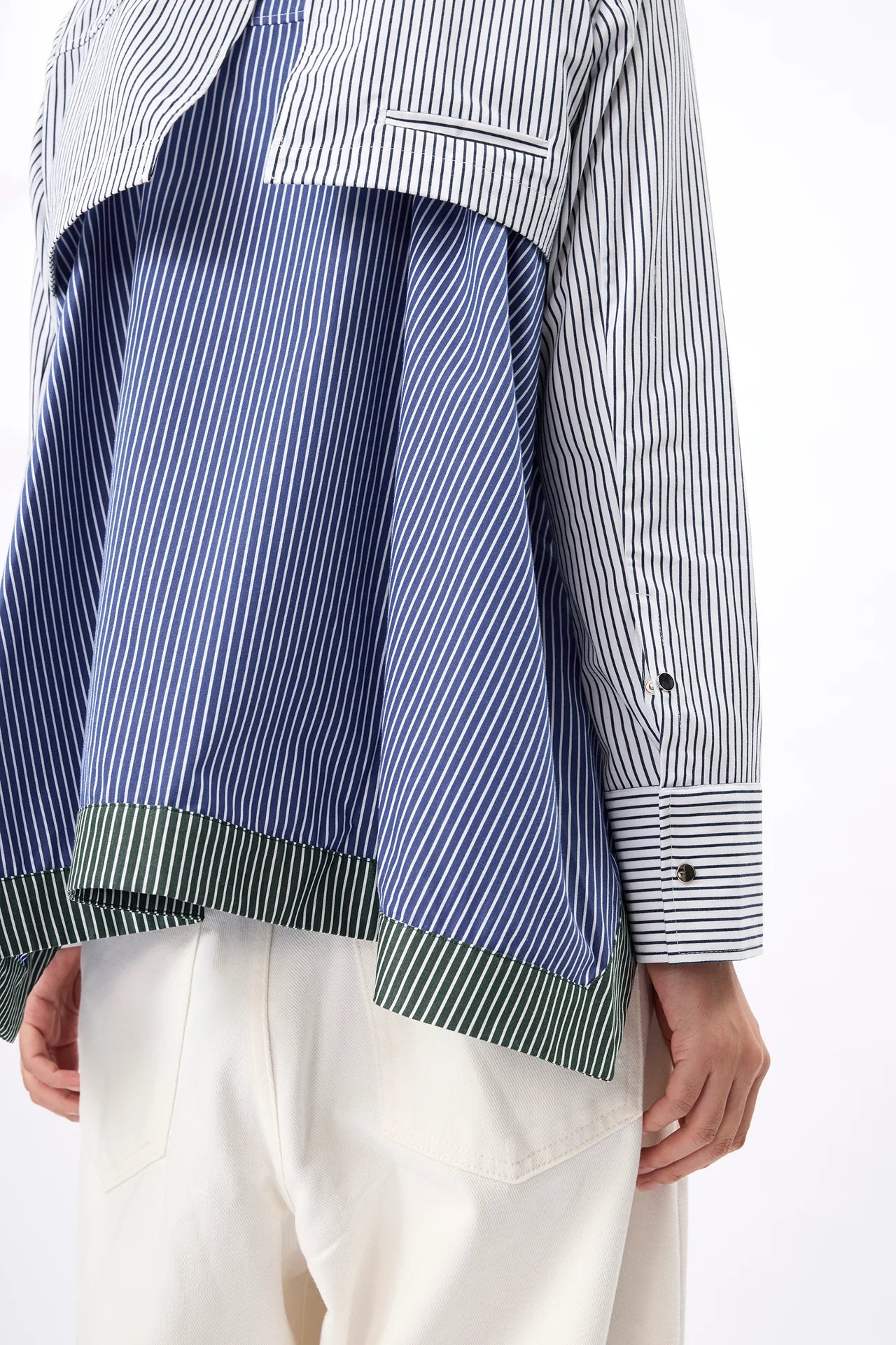 Self-Tie Peplum Combo Shirt