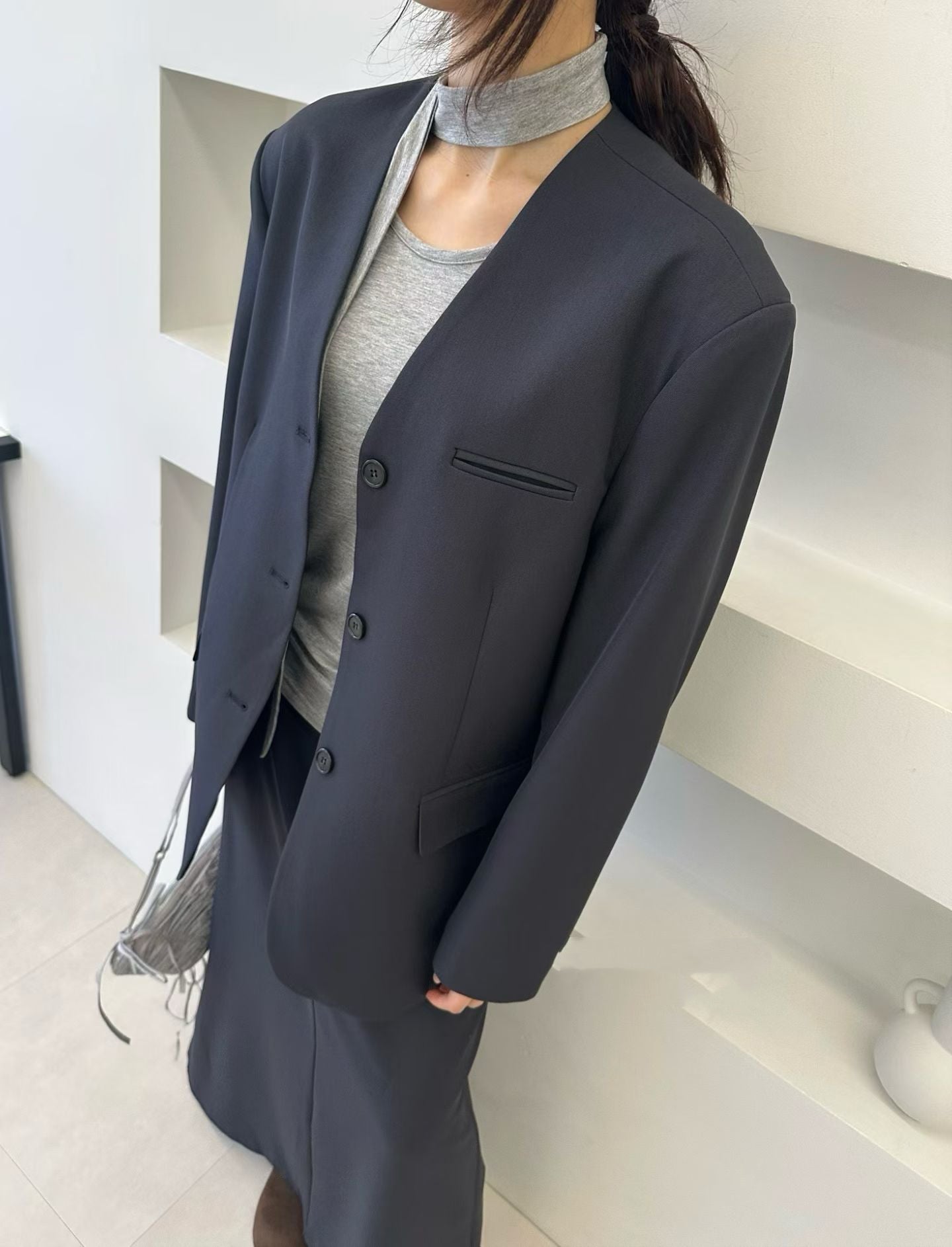 Cool Collarless Blazer