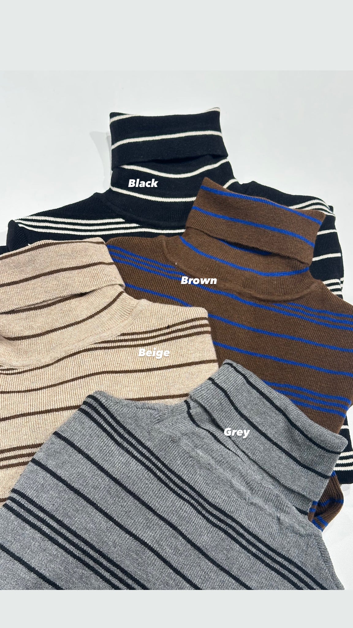 Stripe High Neck Knit Top (加購$198)