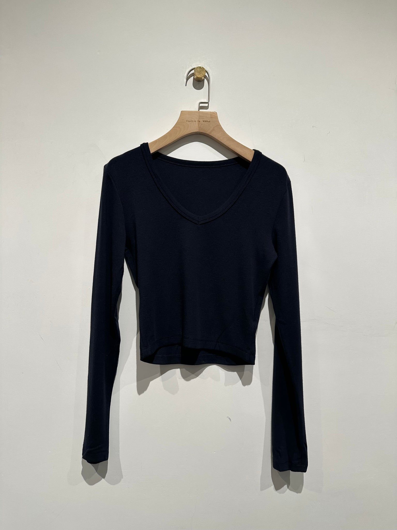 V Neck Smooth Cropped Tee  (加購$168)