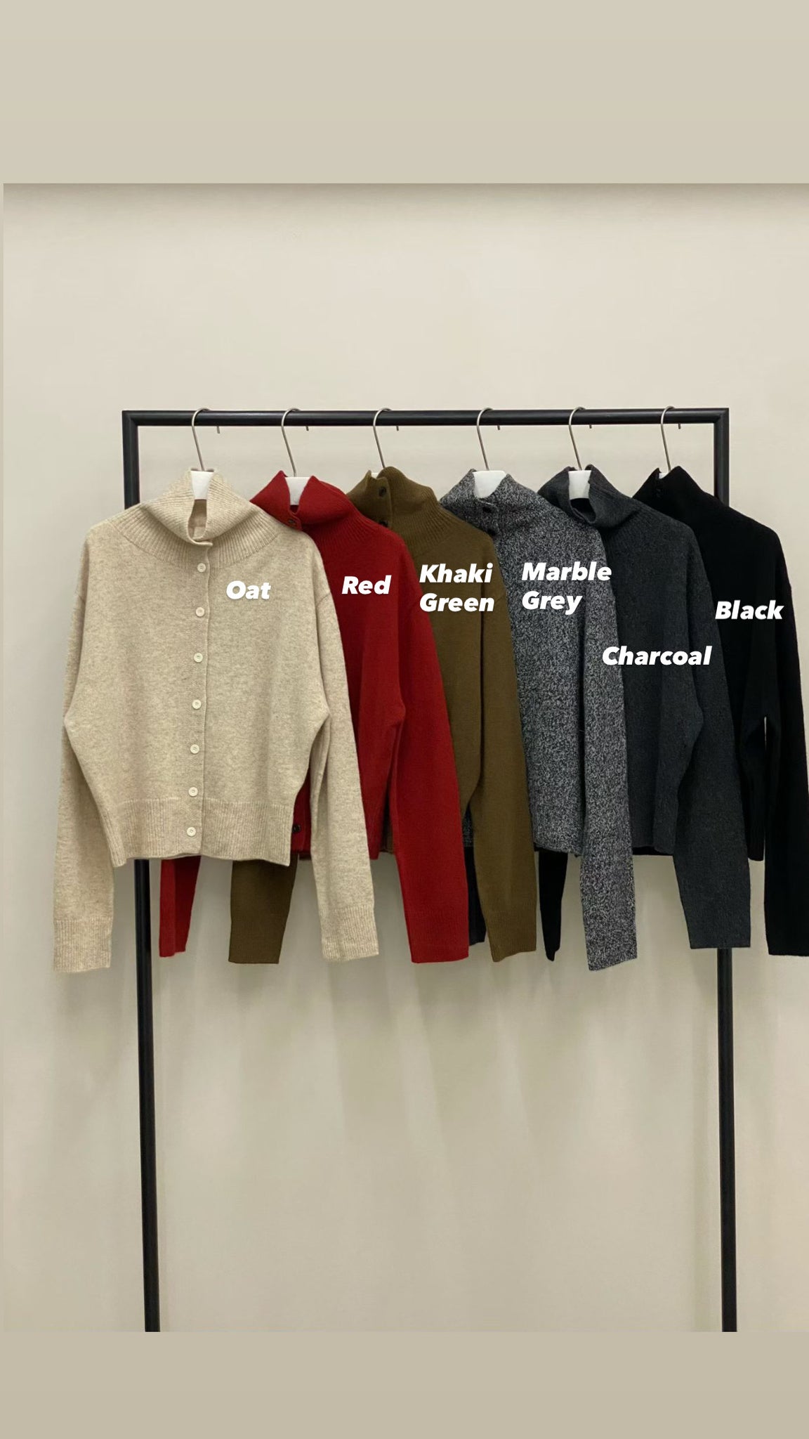 Up Neck Button Cardigan