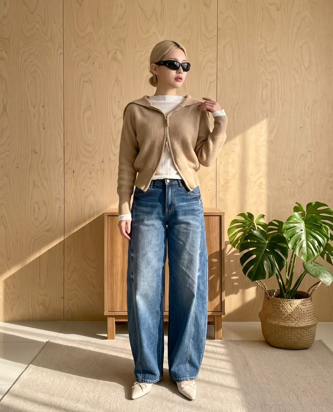 Nice Details Washing Barrel Jeans