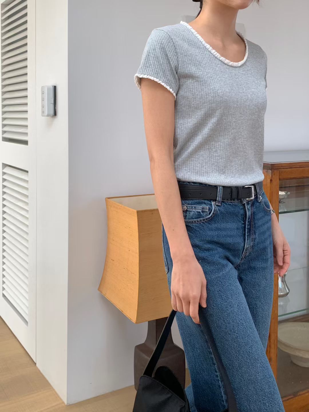 Lace Trime Ribbed Tee