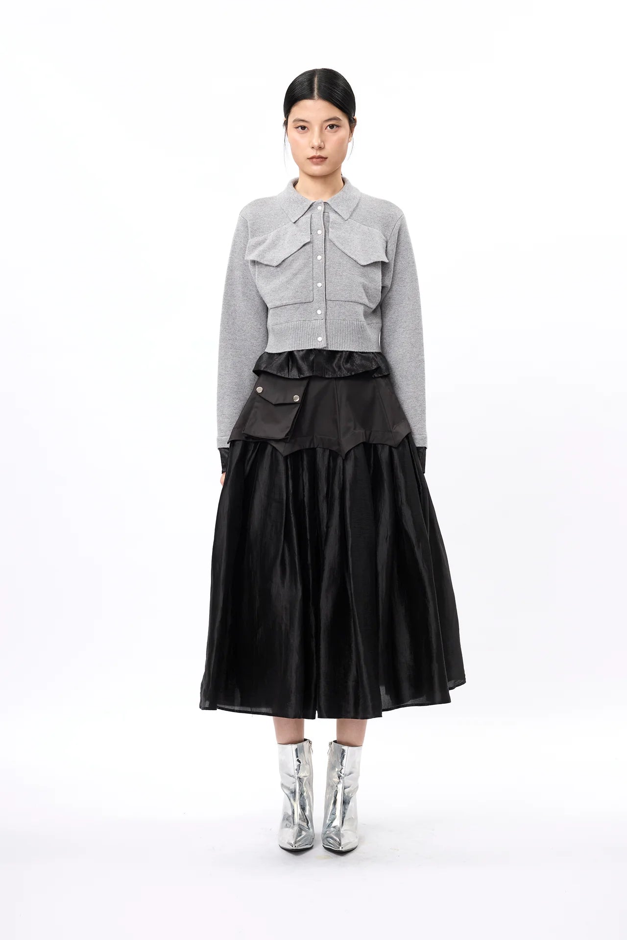 Structural Waistline See-through Skirt