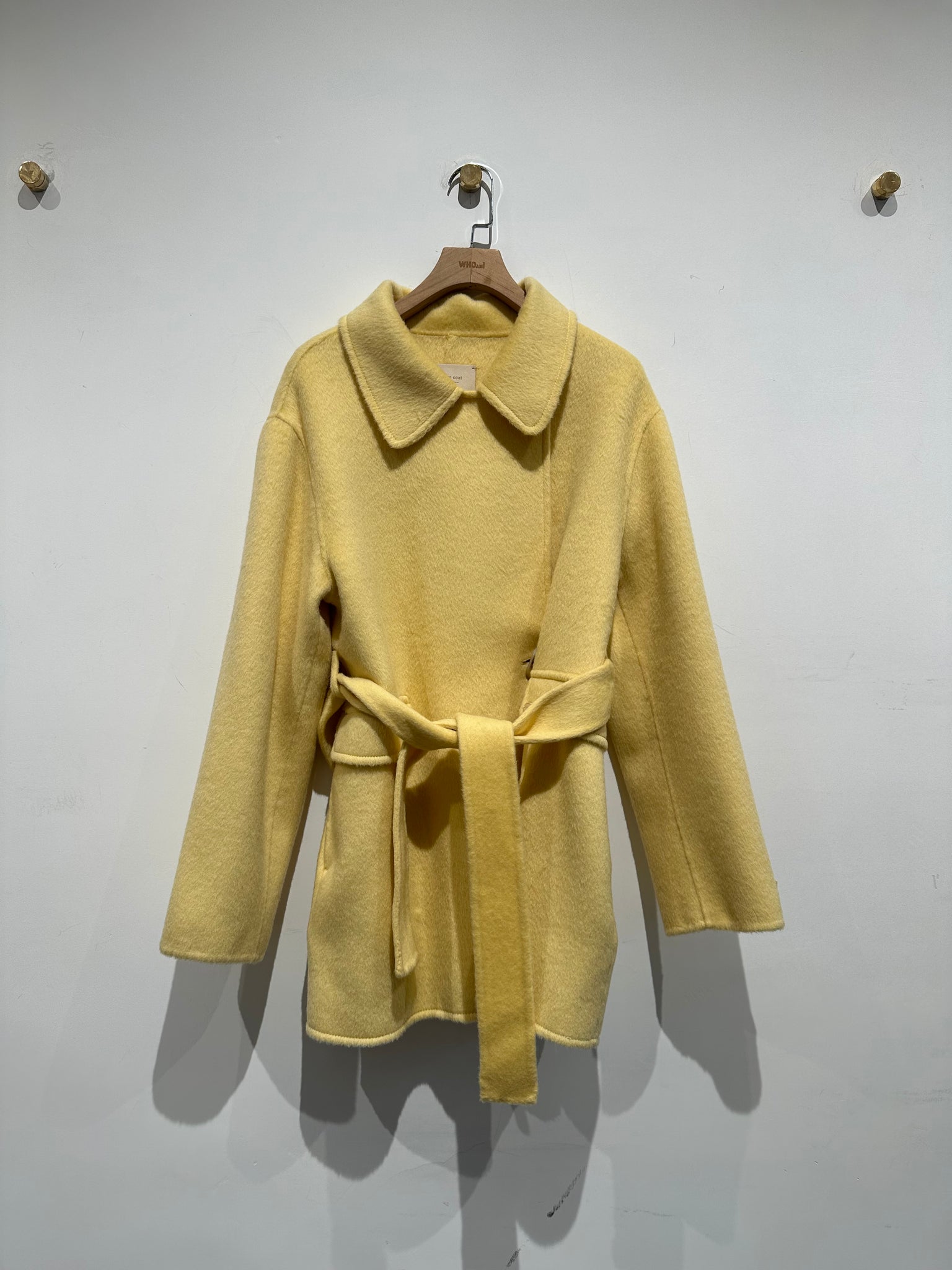 Handmade Light Yellow Collar Wool Coat